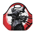Samurai And Crow Print Neoprene Lunch Bag