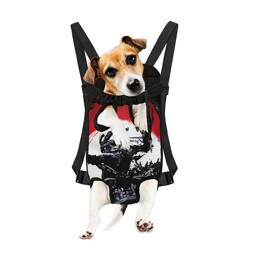 Samurai And Crow Print Pet Carrier Backpack