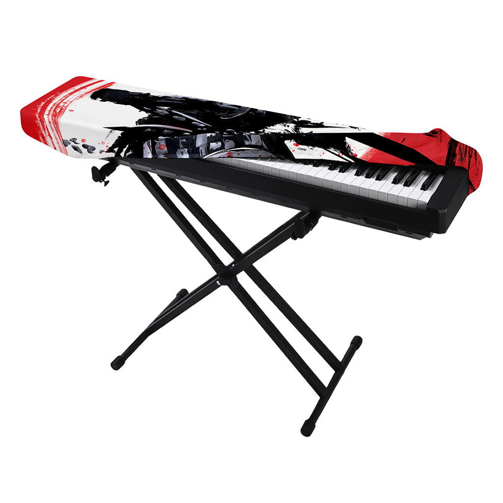Samurai And Crow Print Piano Keyboard Cover