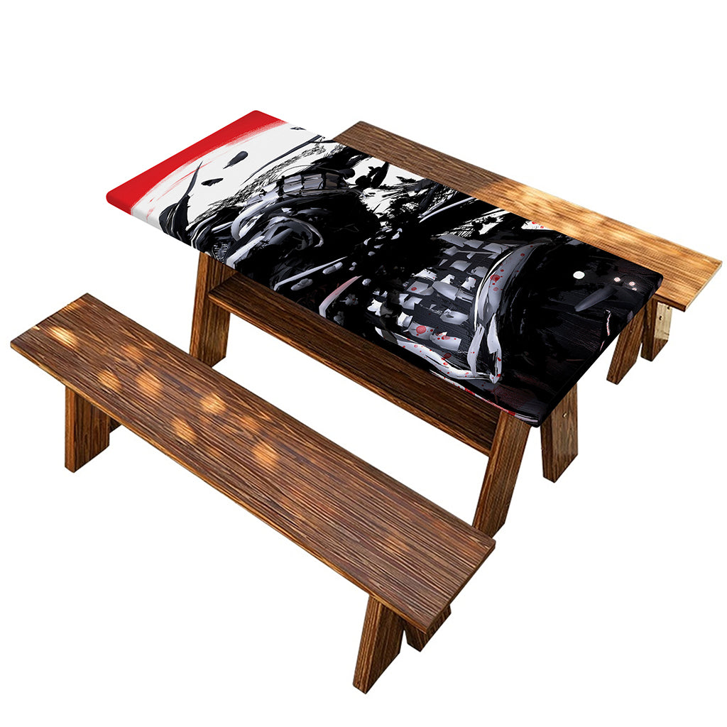 Samurai And Crow Print Picnic Table Cover