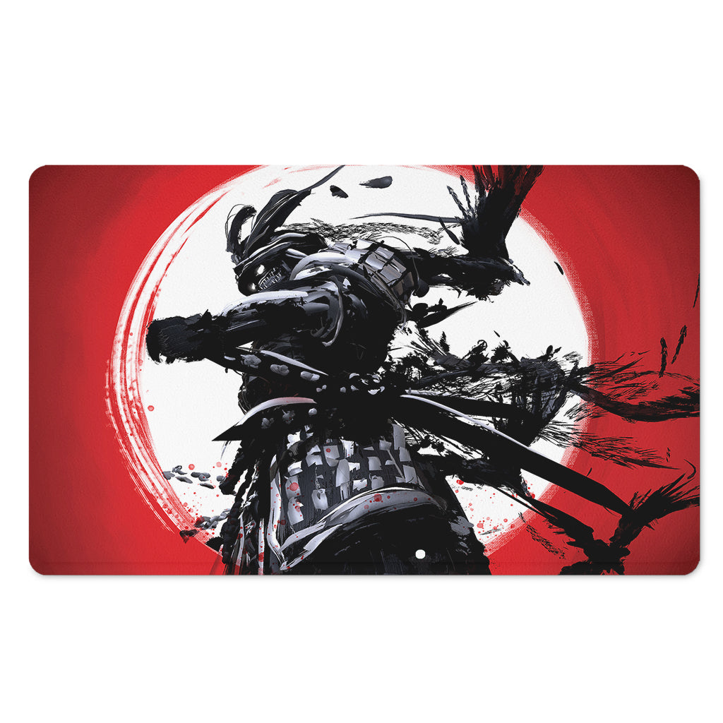 Samurai And Crow Print Polyester Doormat