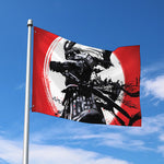 Samurai And Crow Print Polyester Flag