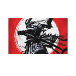 Samurai And Crow Print Polyester Flag
