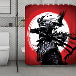 Samurai And Crow Print Polyester Shower Curtain