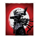 Samurai And Crow Print Polyester Shower Curtain