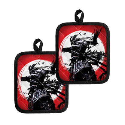 Samurai And Crow Print Pot Holders