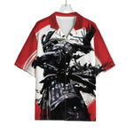 Samurai And Crow Print Rayon Hawaiian Shirt