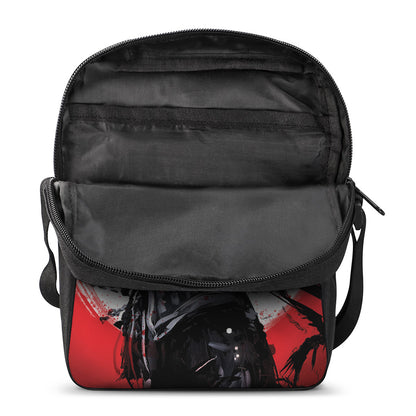 Samurai And Crow Print Rectangular Crossbody Bag