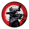 Samurai And Crow Print Round Floor Mat
