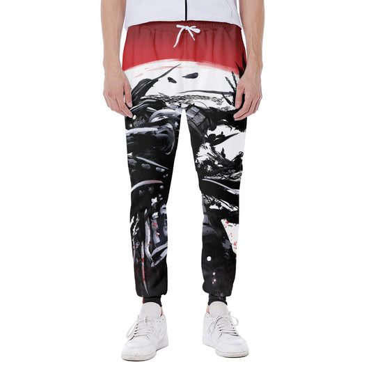 Samurai And Crow Print Scuba Joggers