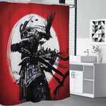 Samurai And Crow Print Shower Curtain