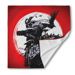Samurai And Crow Print Silk Bandana