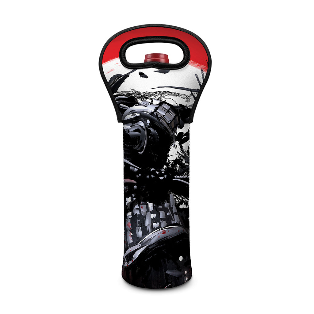 Samurai And Crow Print Single Neoprene Wine Tote