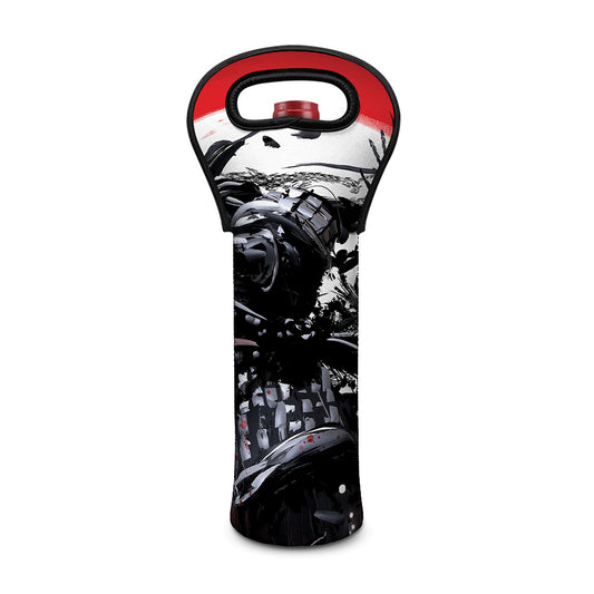 Samurai And Crow Print Single Neoprene Wine Tote