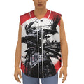 Samurai And Crow Print Sleeveless Baseball Jersey