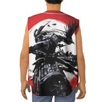Samurai And Crow Print Sleeveless Baseball Jersey