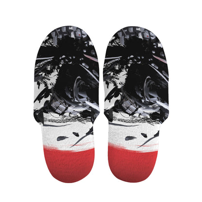 Samurai And Crow Print Slippers
