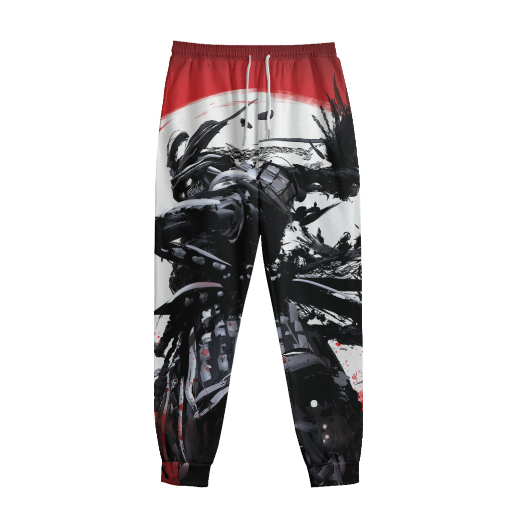 Samurai And Crow Print Sweatpants