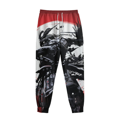 Samurai And Crow Print Sweatpants