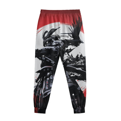 Samurai And Crow Print Sweatpants