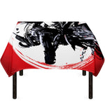 Samurai And Crow Print Tablecloth