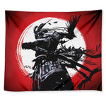 Samurai And Crow Print Tapestry
