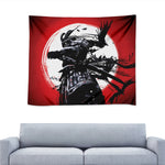 Samurai And Crow Print Tapestry