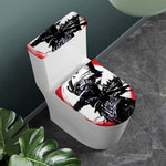 Samurai And Crow Print Toilet Lid And Tank Cover Set