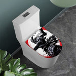 Samurai And Crow Print Toilet Lid Cover