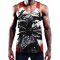 Samurai And Crow Print Men's Workout Tank Top