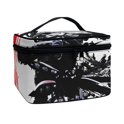 Samurai And Crow Print Travel Makeup Bag