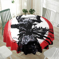 Samurai And Crow Print Waterproof Round Tablecloth