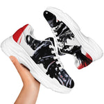 Samurai And Crow Print White Chunky Shoes