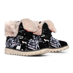 Samurai And Crow Print Winter Boots