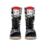 Samurai And Crow Print Winter Boots