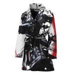 Samurai And Crow Print Women's Bathrobe