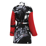 Samurai And Crow Print Women's Bathrobe