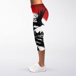 Samurai And Crow Print Women's Capri Leggings