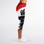 Samurai And Crow Print Women's Capri Leggings