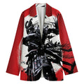 Samurai And Crow Print Women's Cotton Blazer