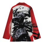 Samurai And Crow Print Women's Cotton Blazer