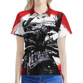 Samurai And Crow Print Women's Polo Shirt