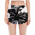 Samurai And Crow Print Women's Split Running Shorts
