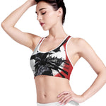 Samurai And Crow Print Women's Sports Bra