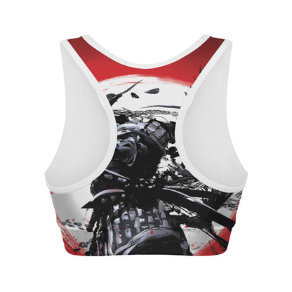 Samurai And Crow Print Women's Sports Bra