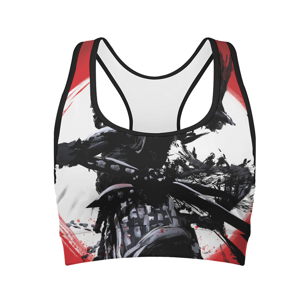 Samurai And Crow Print Women's Sports Bra