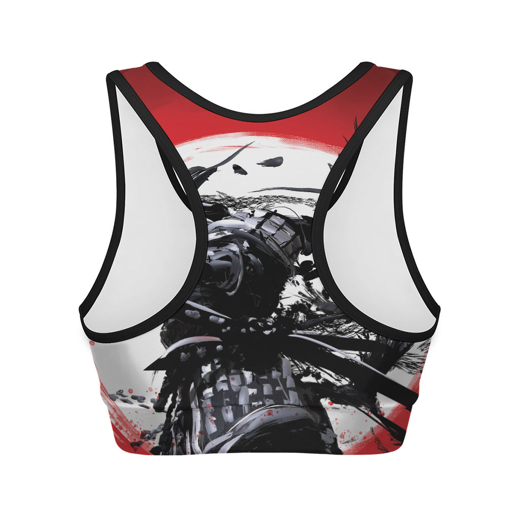 Samurai And Crow Print Women's Sports Bra