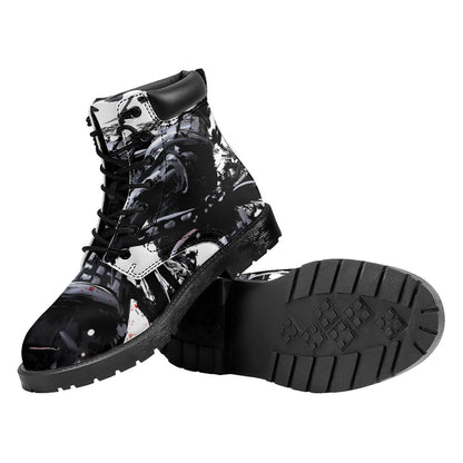 Samurai And Crow Print Work Boots