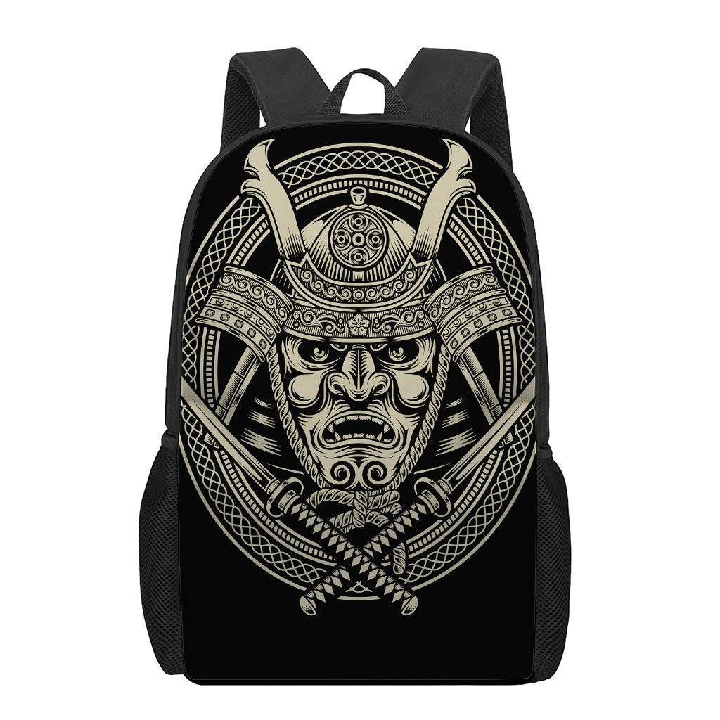 Samurai Warrior Mask Print 17 Inch Backpack