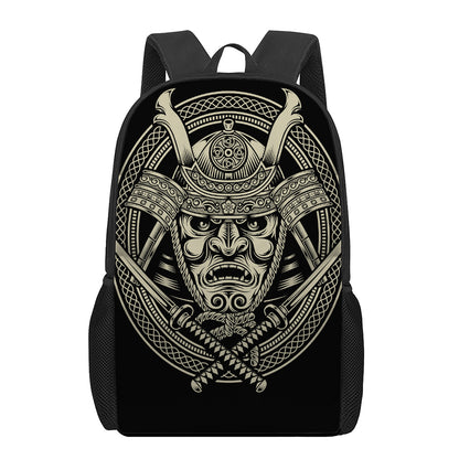 Samurai Warrior Mask Print 17 Inch Backpack